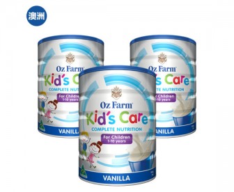 【澳洲直邮包邮】OZ Farm 澳美滋 儿童营养成长奶粉 香草味 900克x3罐/箱（1-10岁儿童适用）